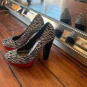Bamboo Zebra Print high heel pump shoes